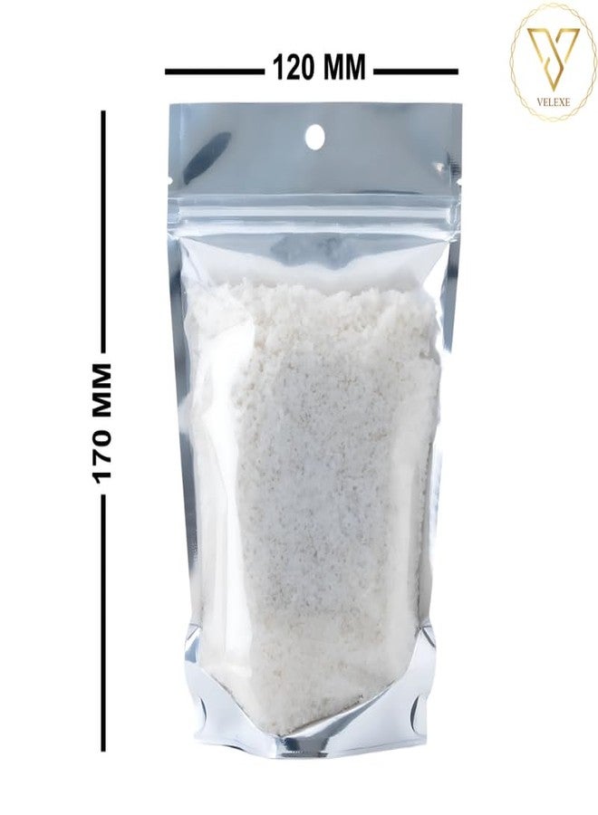 VELEXE Silver & Transparent Zip Lock Storage Stand Up Pouches | 120mm*170mm | 150 Grams | Pack of 50 | Reusable, Leakproof & Airtight Multi-Purpose Storage Pouches with Self Sealing Technology - Image 2